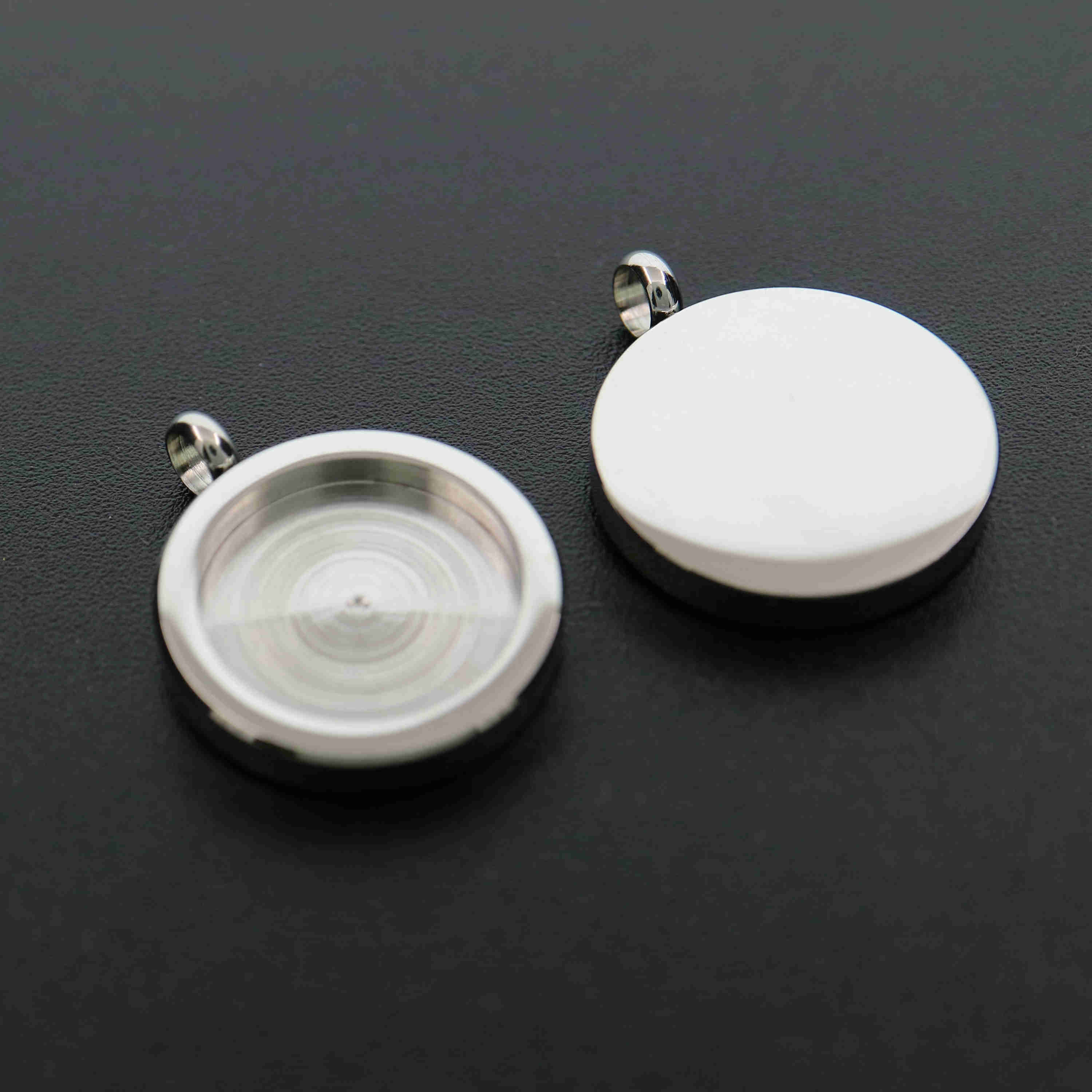 5Pcs 15MM Setting Size Stainless Steel Round Bezel Tray Color Not Tarnish Pendant Charm Settings DIY jewelry Supplies 1411223 - Click Image to Close
